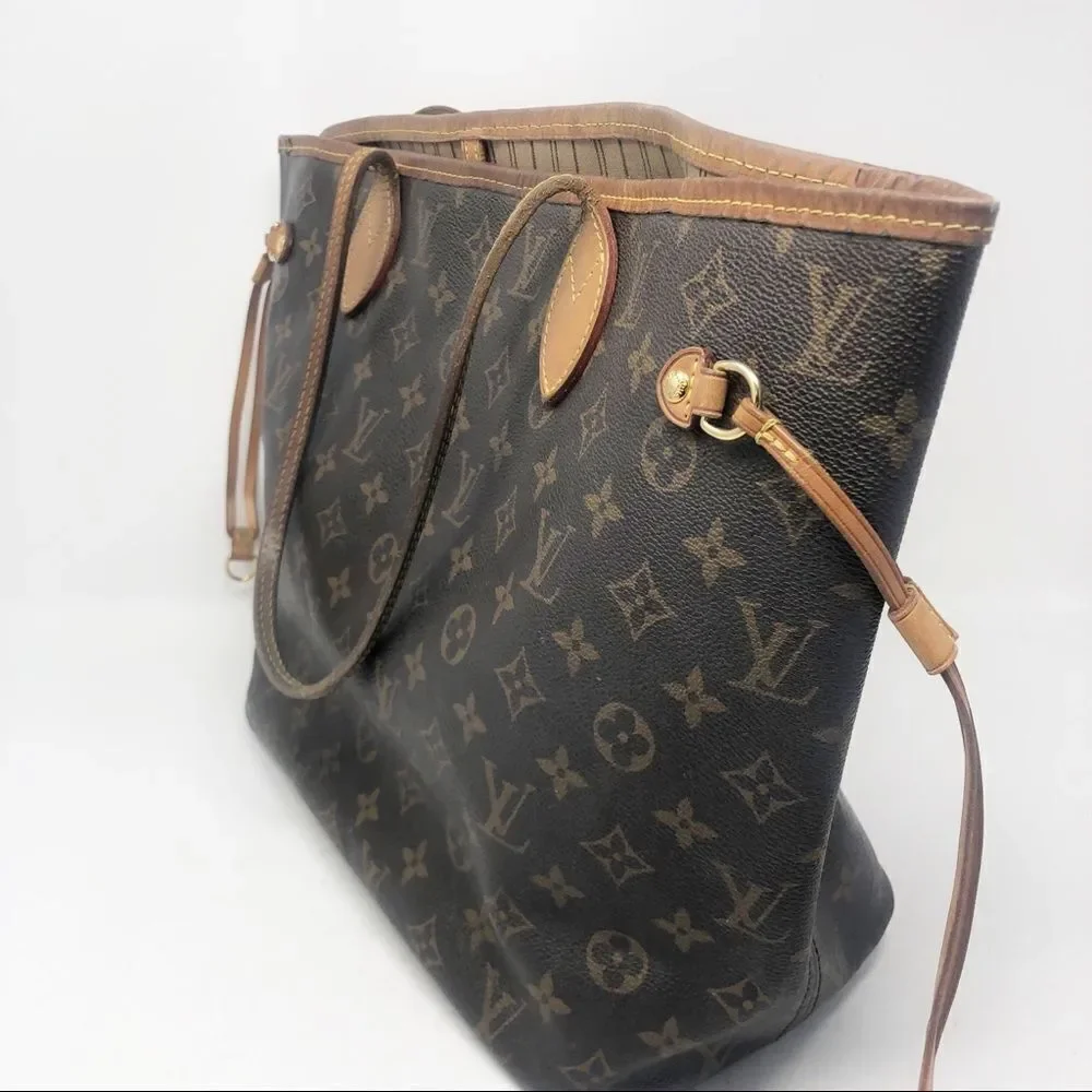 LOUIS VUITTON | Neverfull MM Monogram LV Brown Tan Purse Handbag Bag AUTHENTIC!!